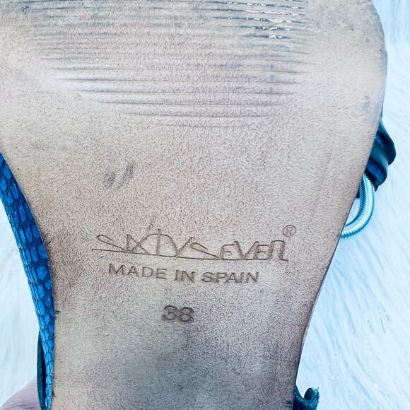 Sixty Seven Lillian Shootie Heeled Booties Boots Open Toe Leather Blue Sz 38 - Picture 9 of 10